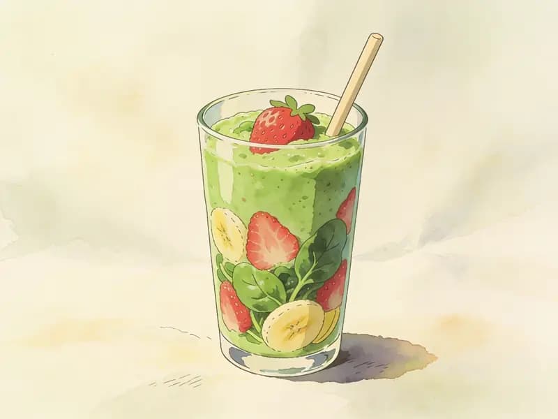 Smoothie de fresas, espinacas y plátano