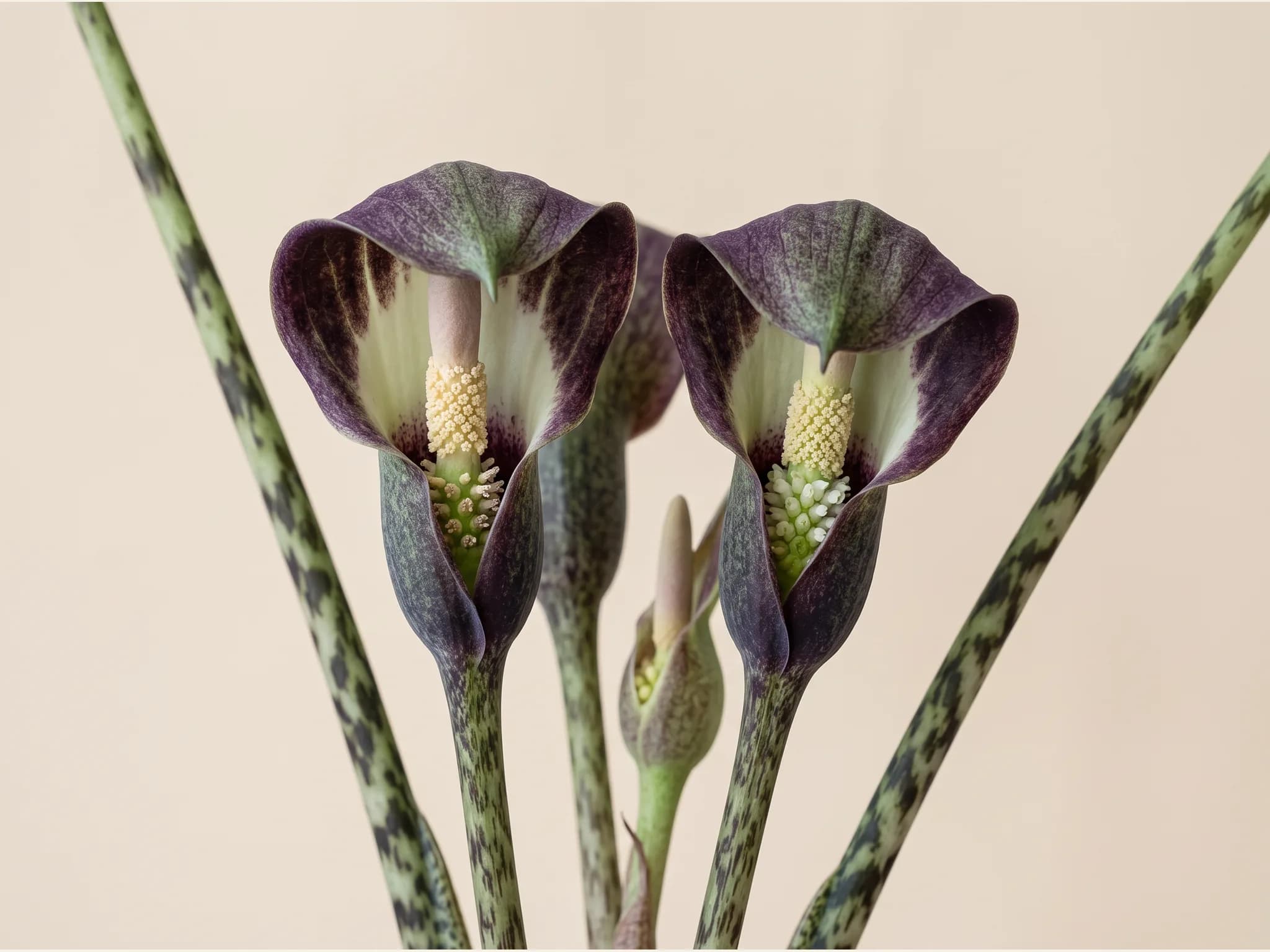 Alocasia zebrina — flor (IA)