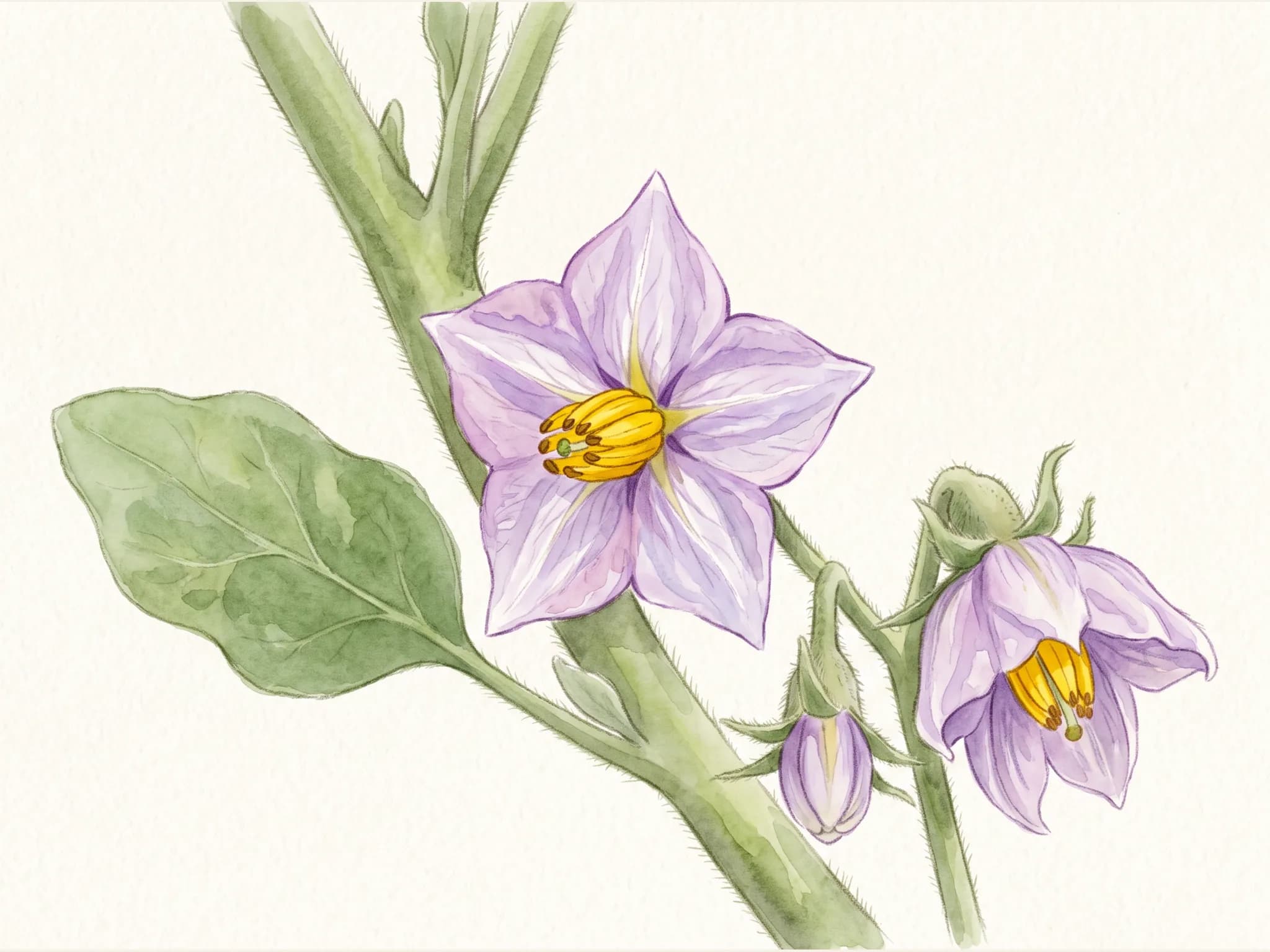Berenjena blanca — flor (IA)