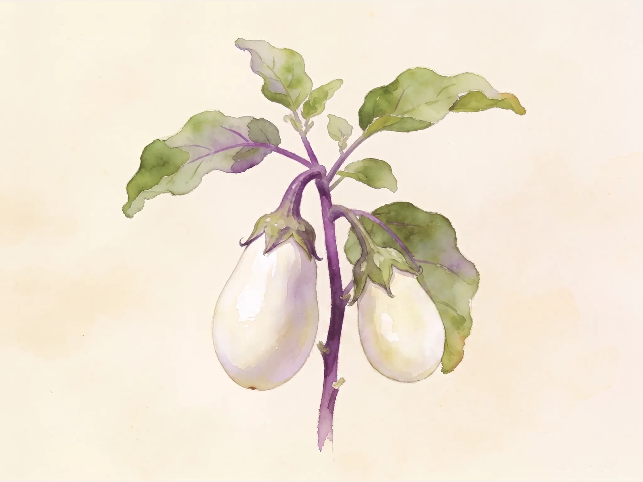 Berenjena blanca — fruto / cosecha (IA)