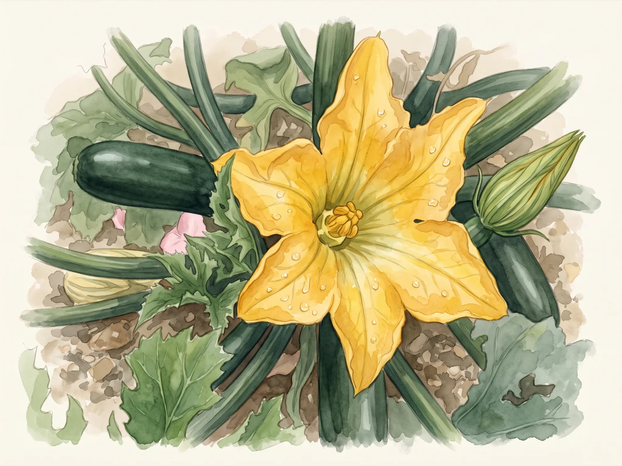 Calabacin redondo de niza — flor (IA)