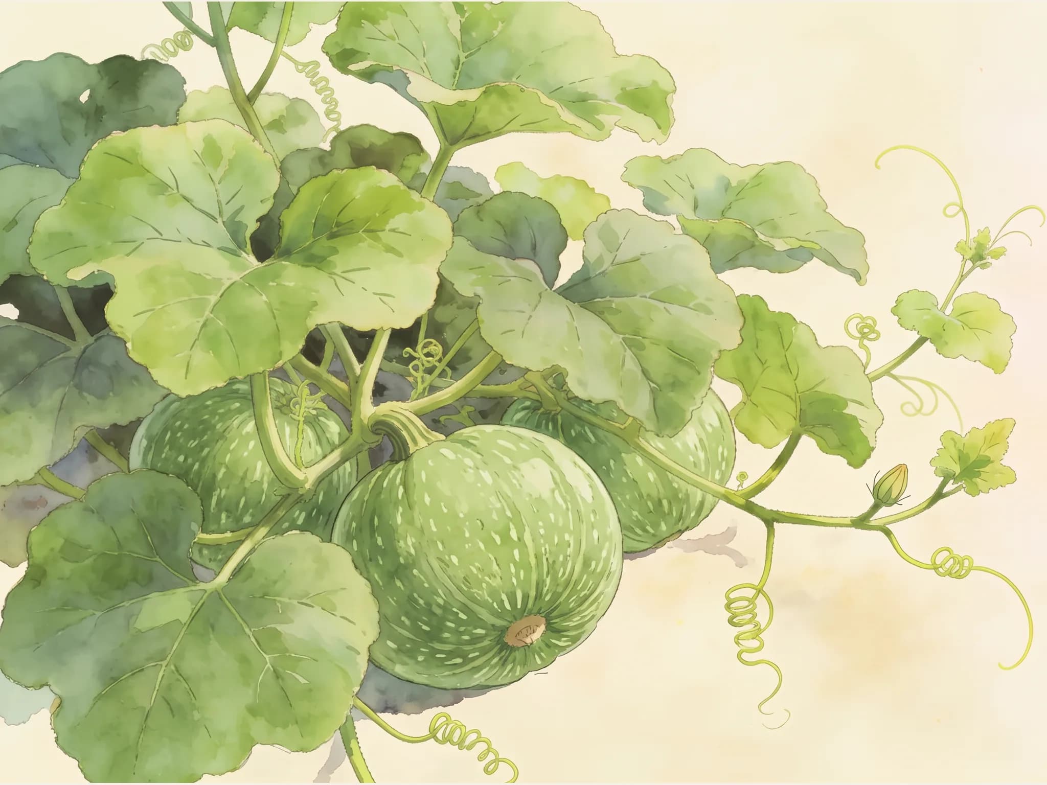Calabacin redondo de niza — fruto / cosecha (IA)