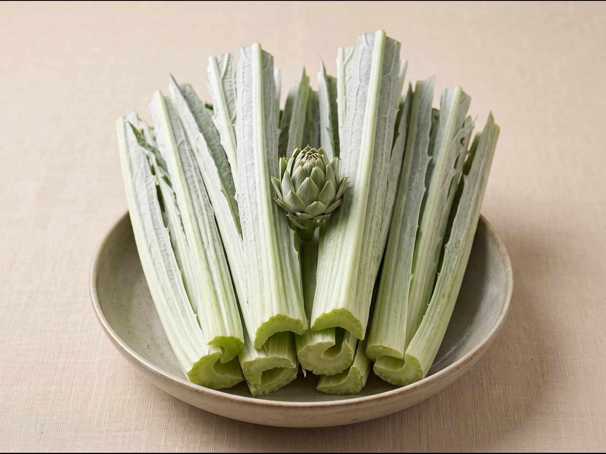 Cardo comestible — fruto / cosecha (IA)
