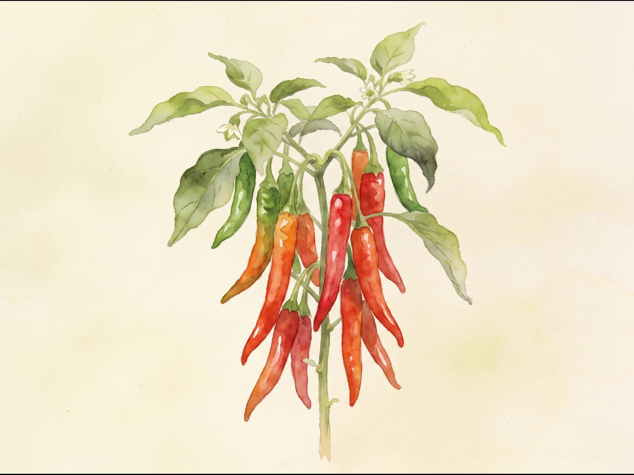 Guindilla de ibarra — fruto / cosecha (IA)