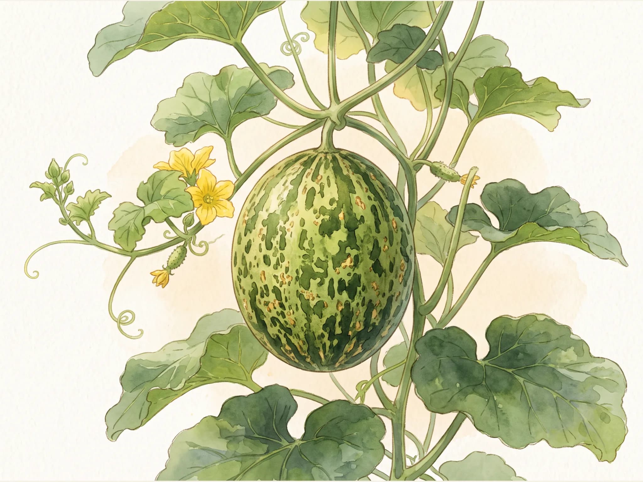 Melon piel de sapo — fruto / cosecha (IA)