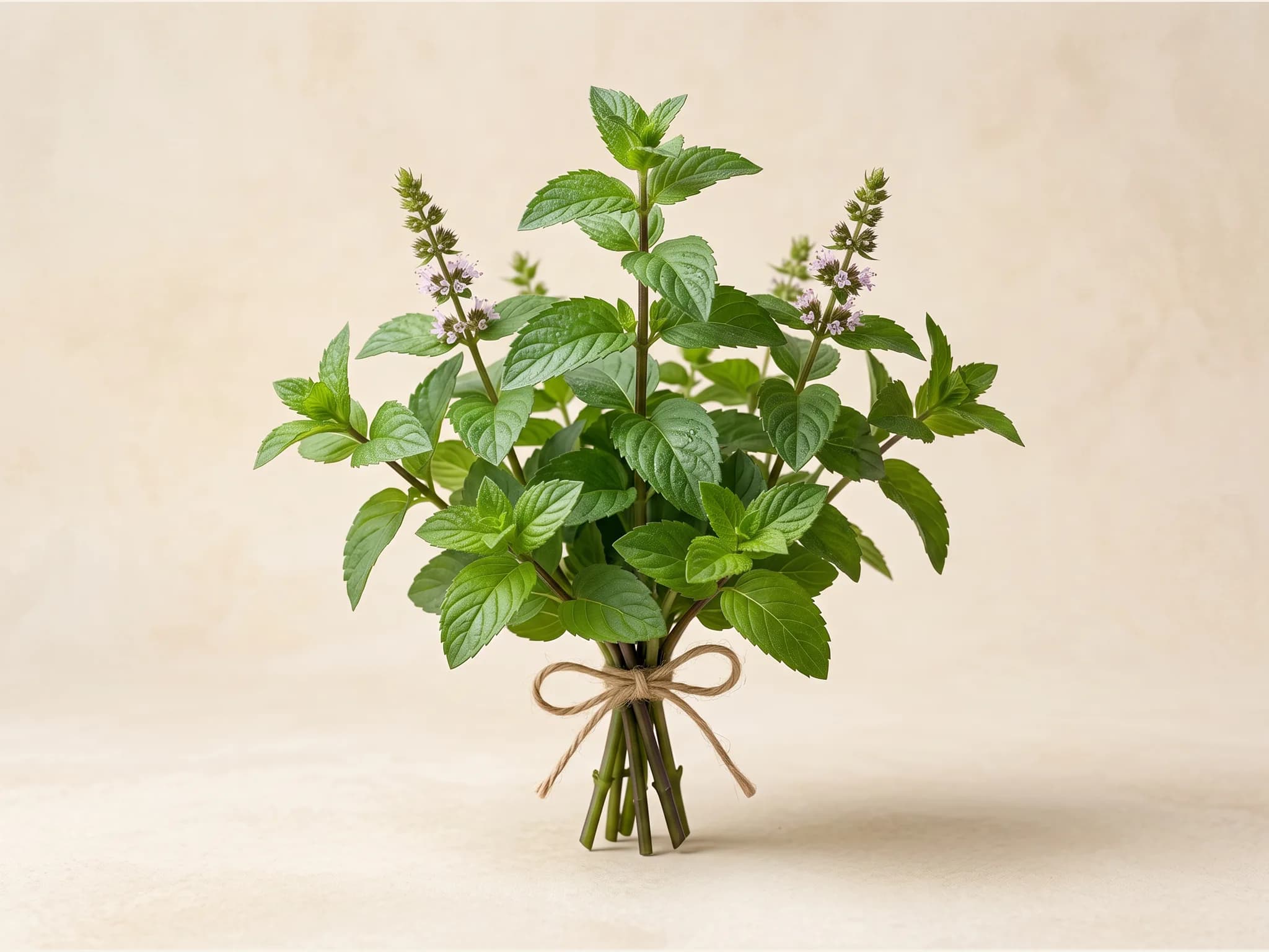 Menta piperita — fruto / cosecha (IA)
