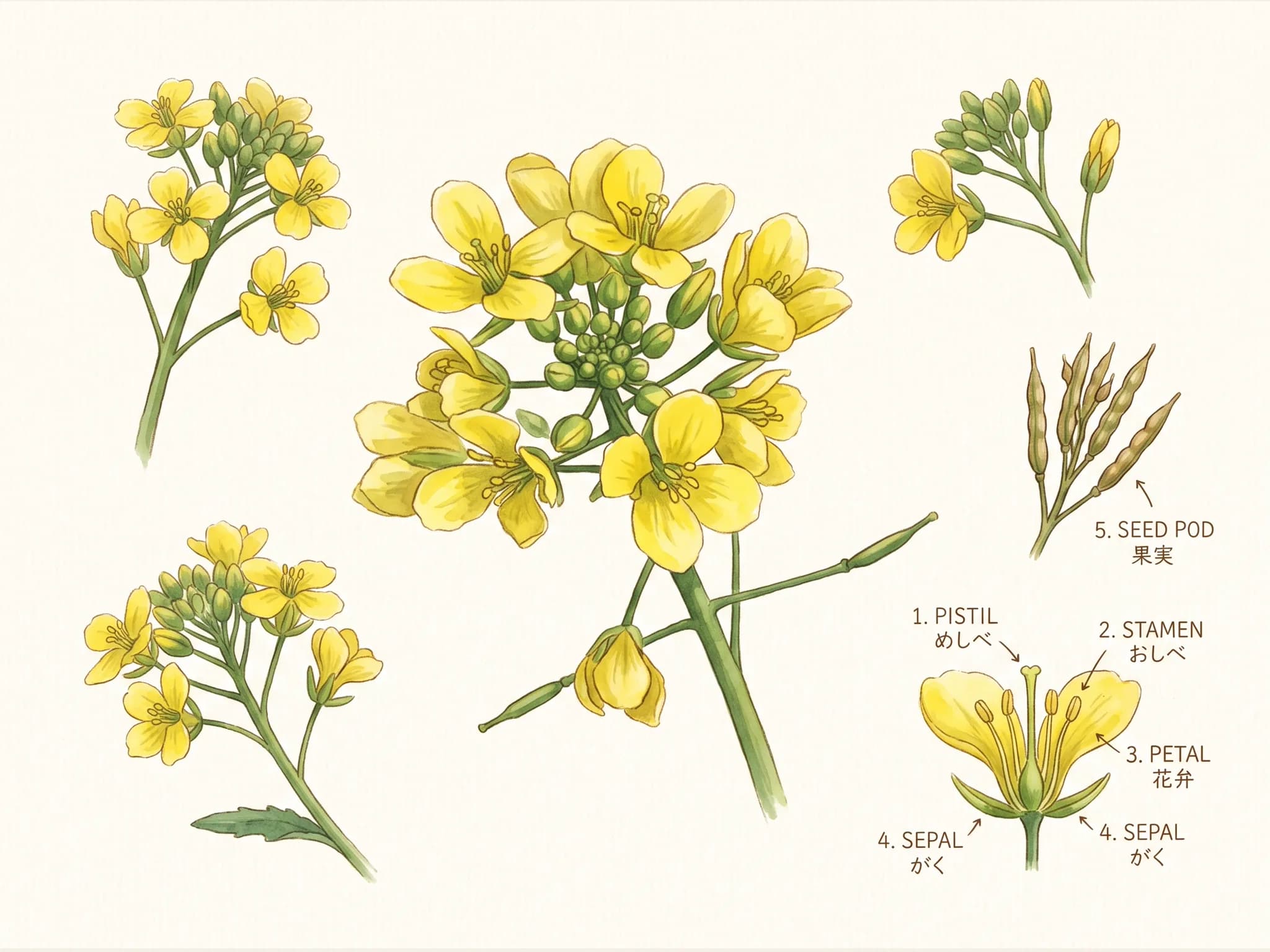 Mostaza roja japonesa — flor (IA)