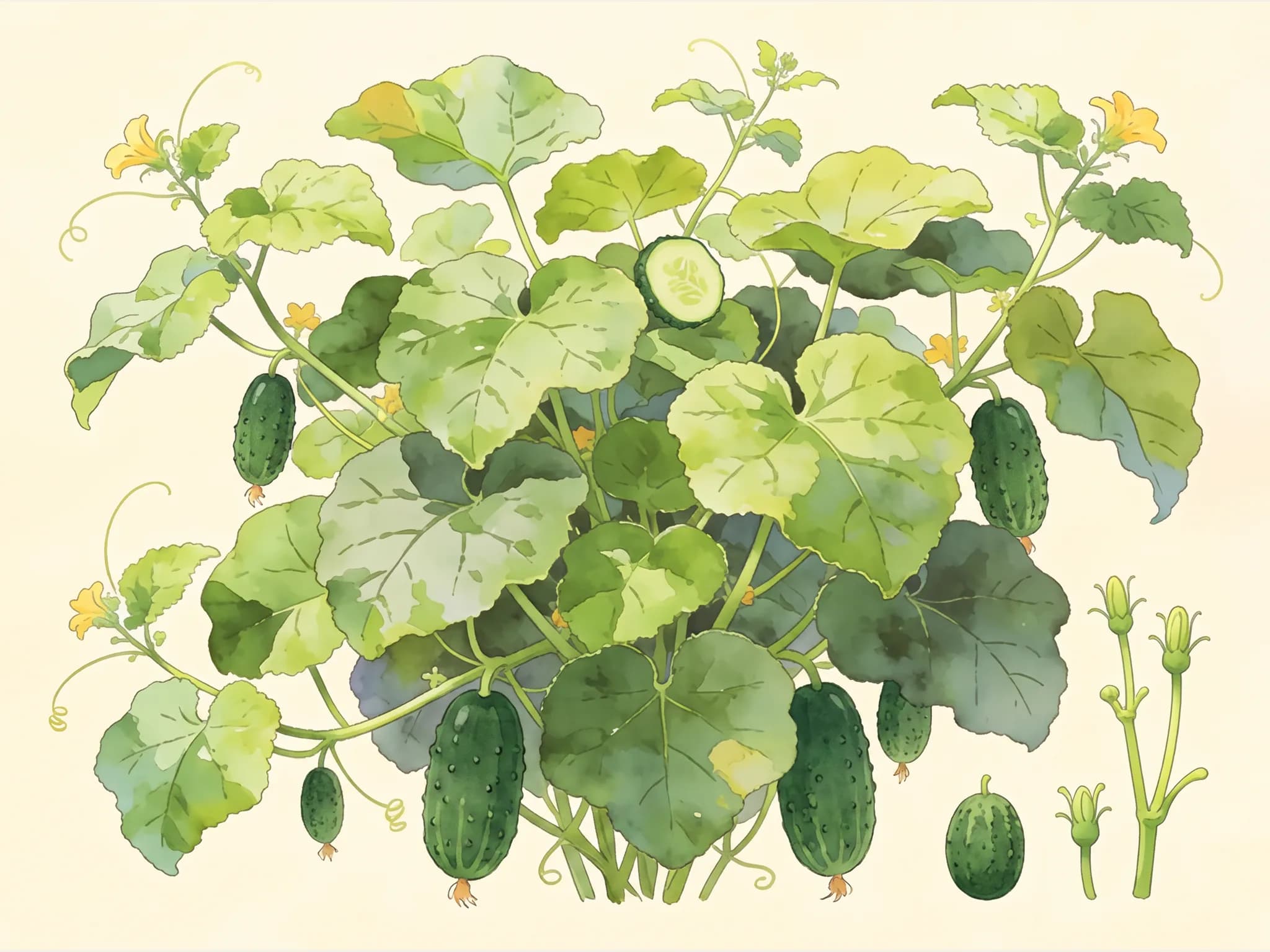 Pepino marketmore — fruto / cosecha (IA)