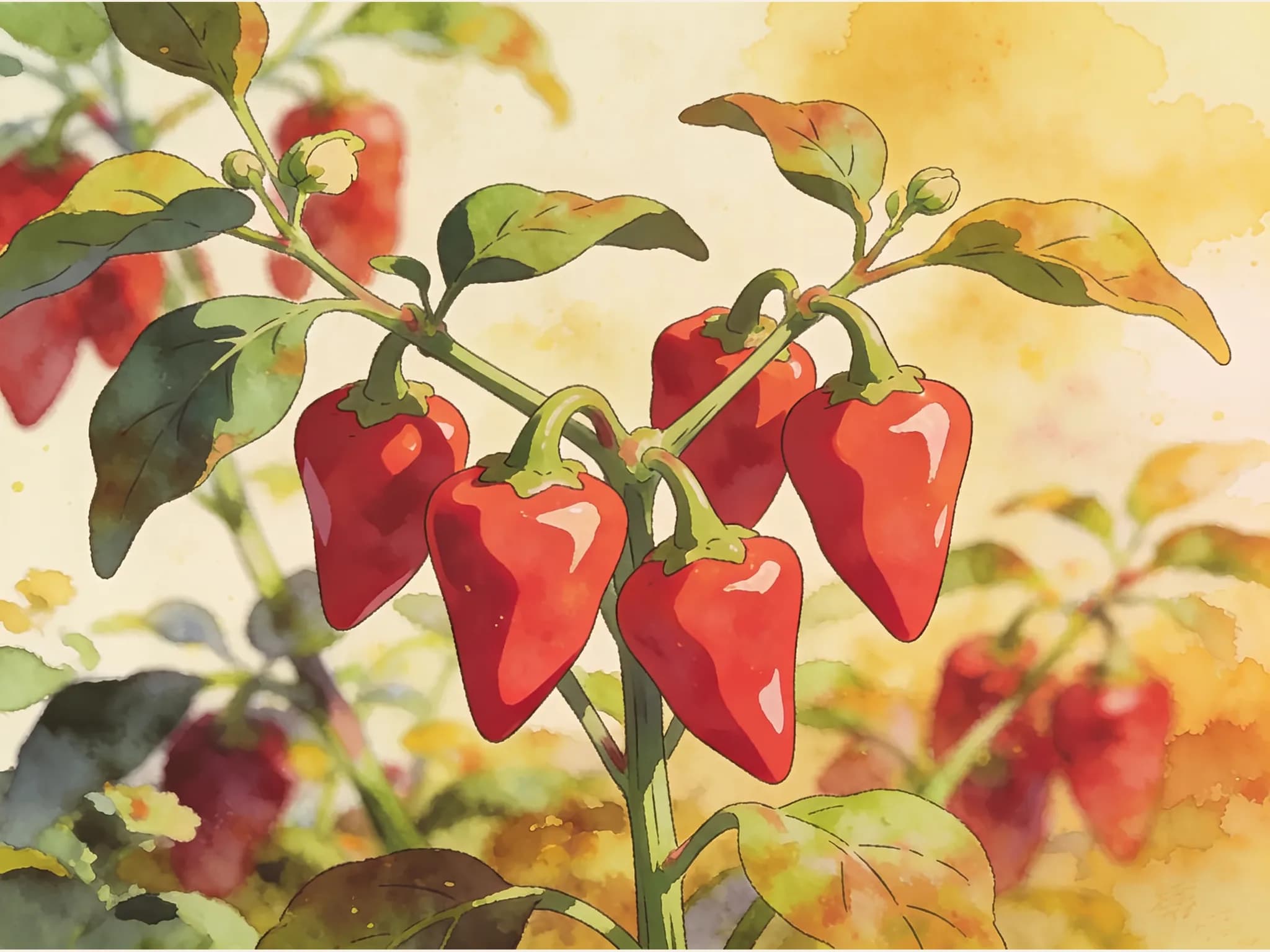 Pimiento del piquillo — fruto / cosecha (IA)
