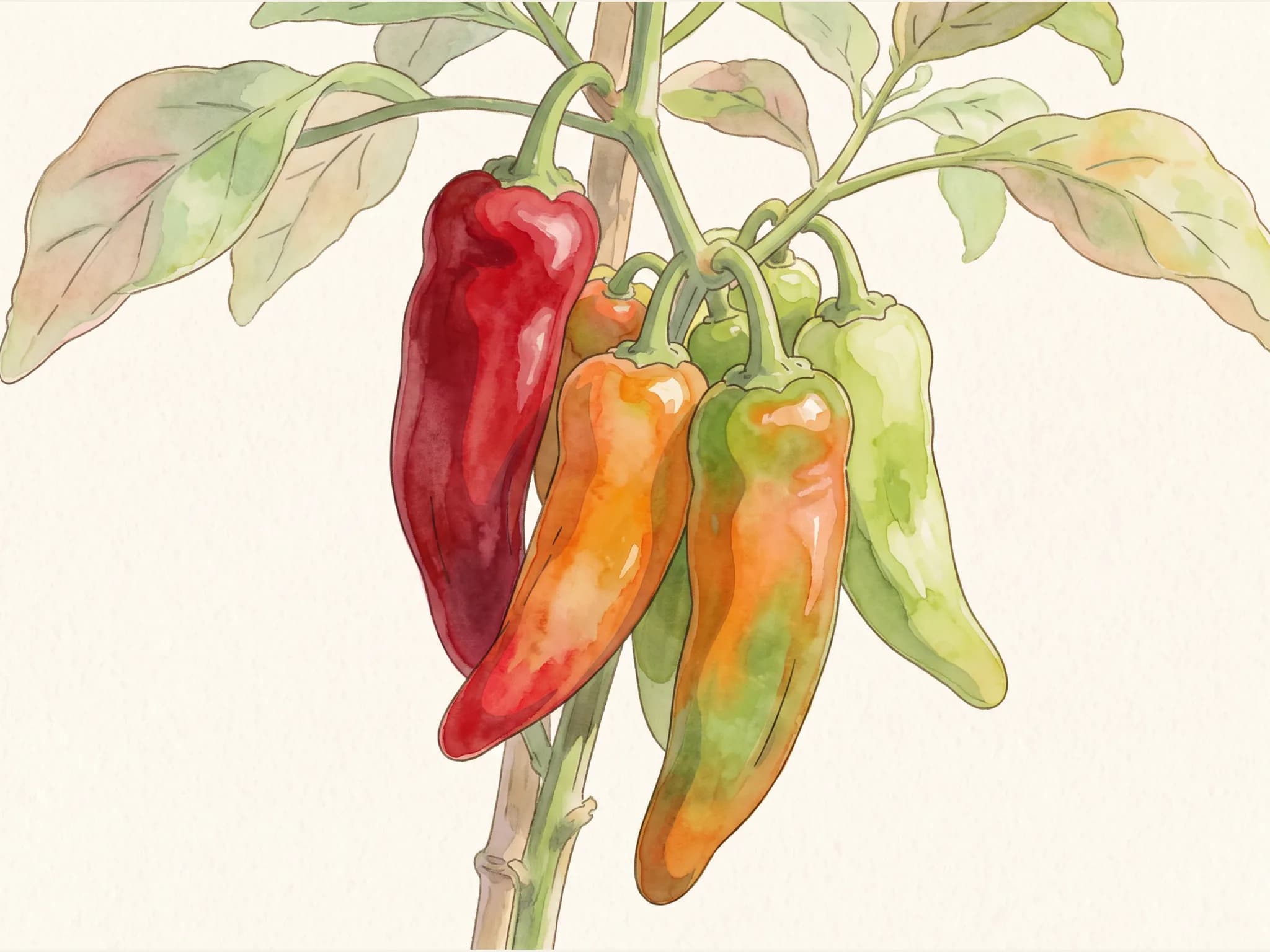 Pimiento italiano — fruto / cosecha (IA)