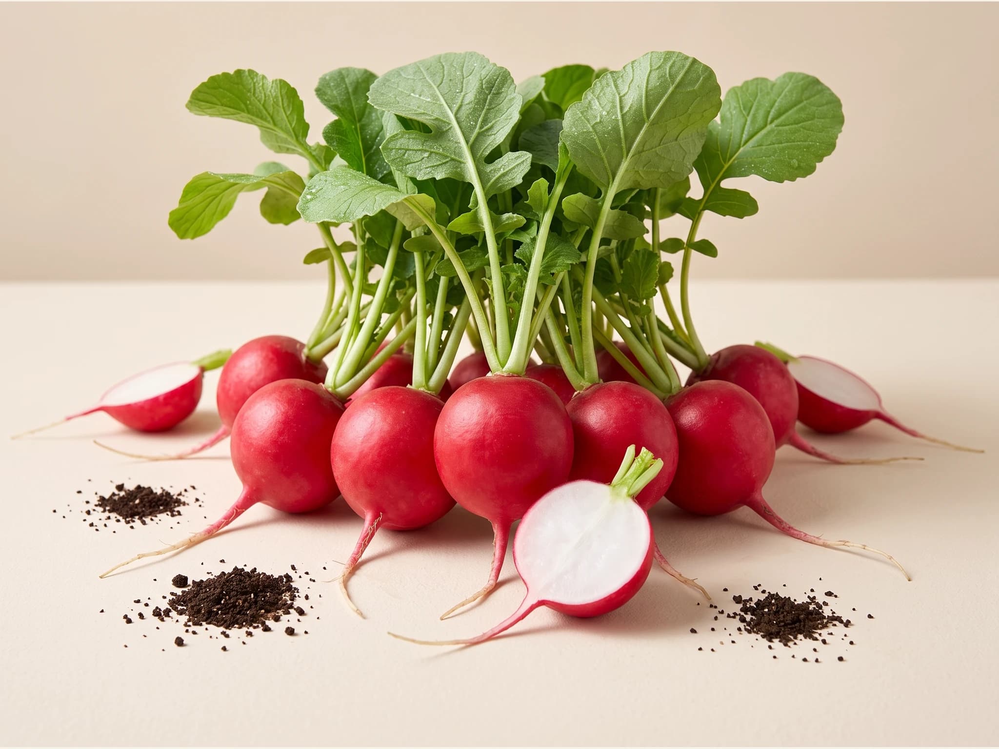 Rabano cherry belle — fruto / cosecha (IA)