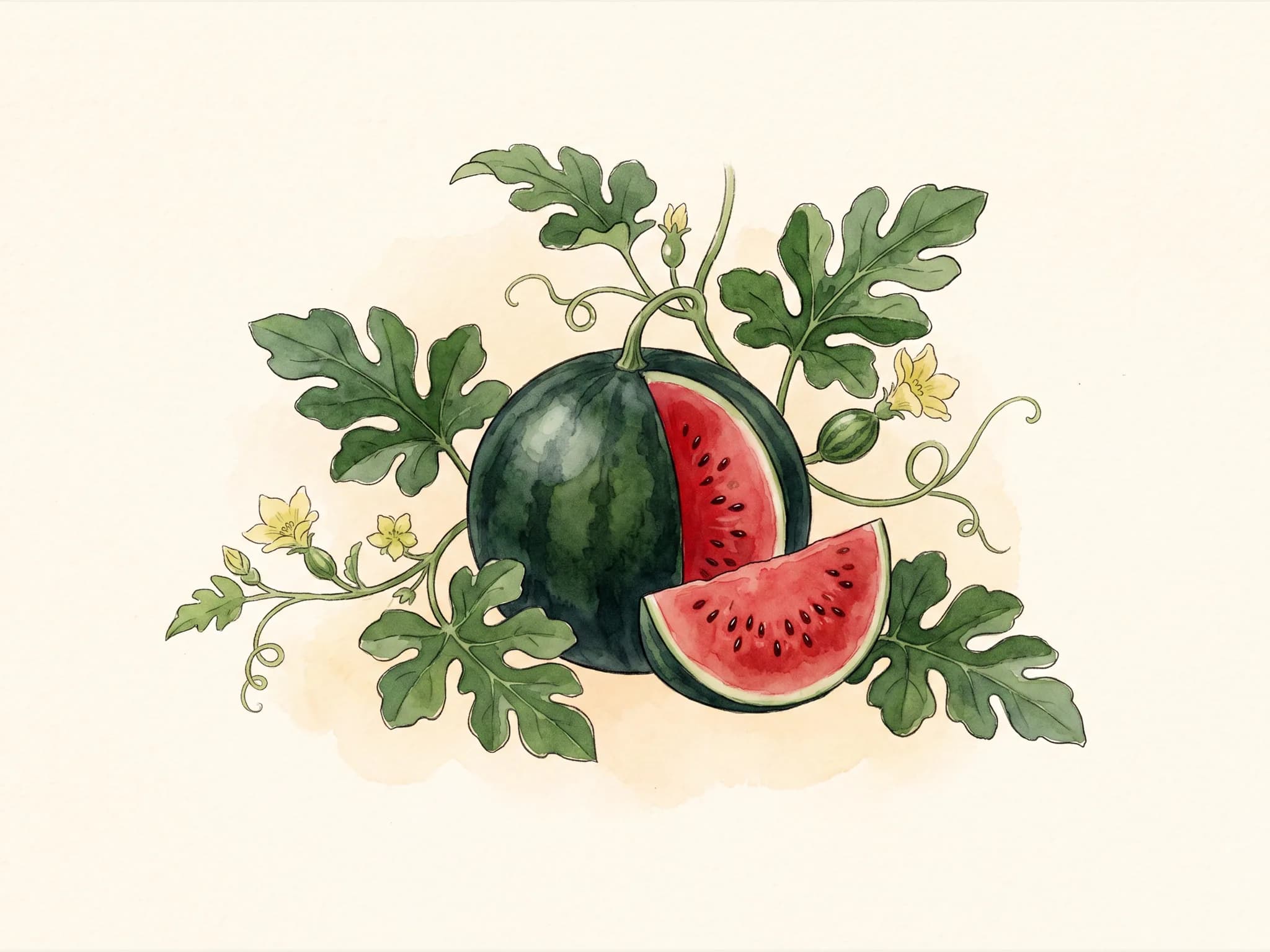 Sandia sugar baby — fruto / cosecha (IA)