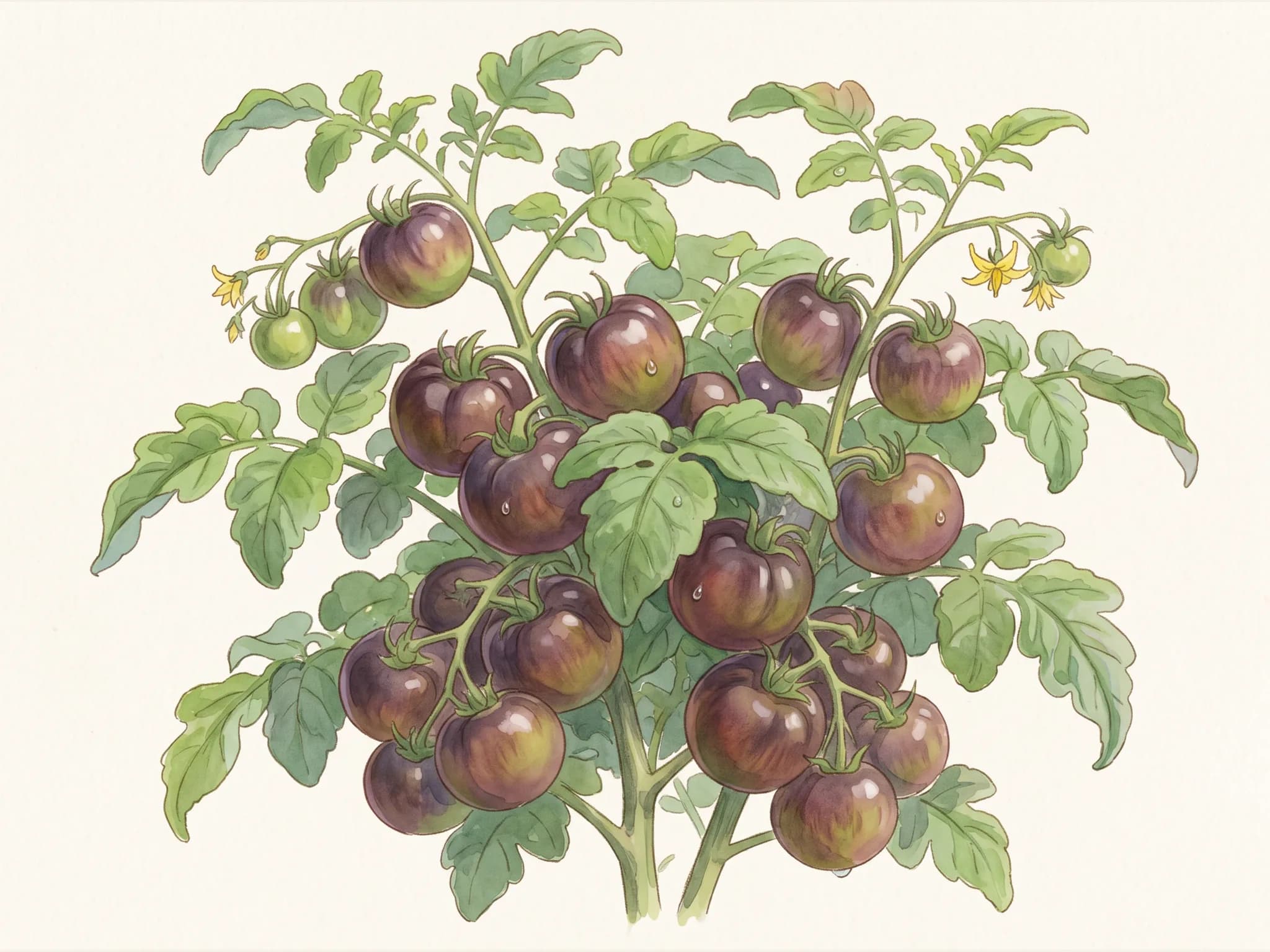 Tomate black krim — fruto / cosecha (IA)
