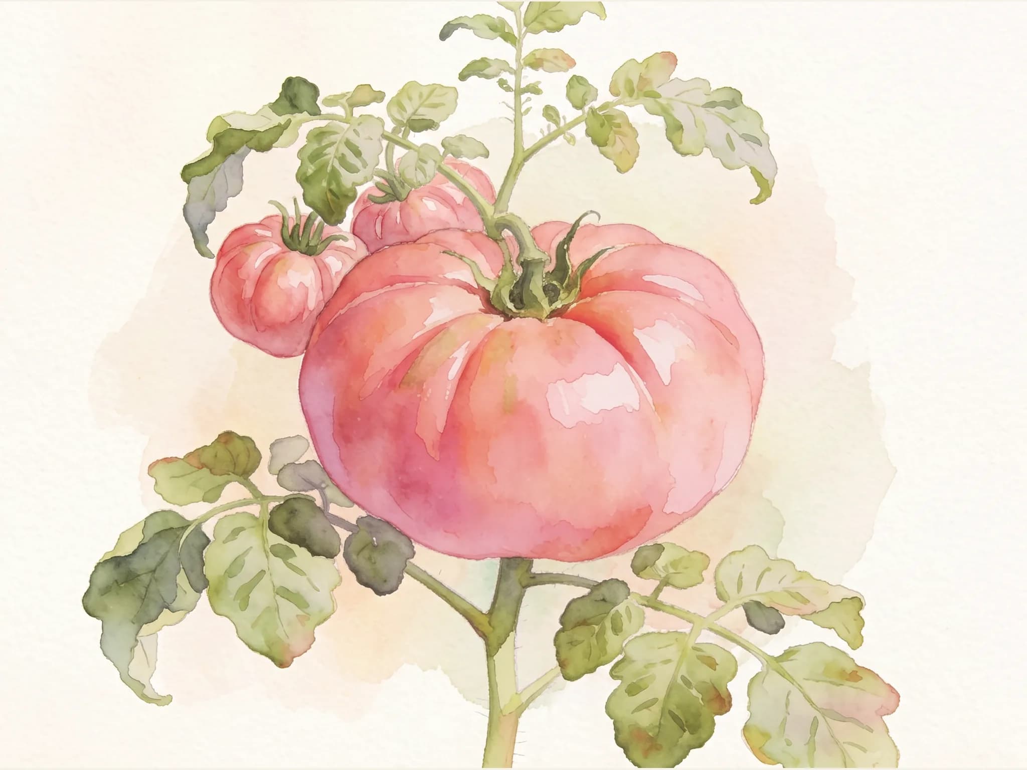 Tomate brandywine — fruto / cosecha (IA)