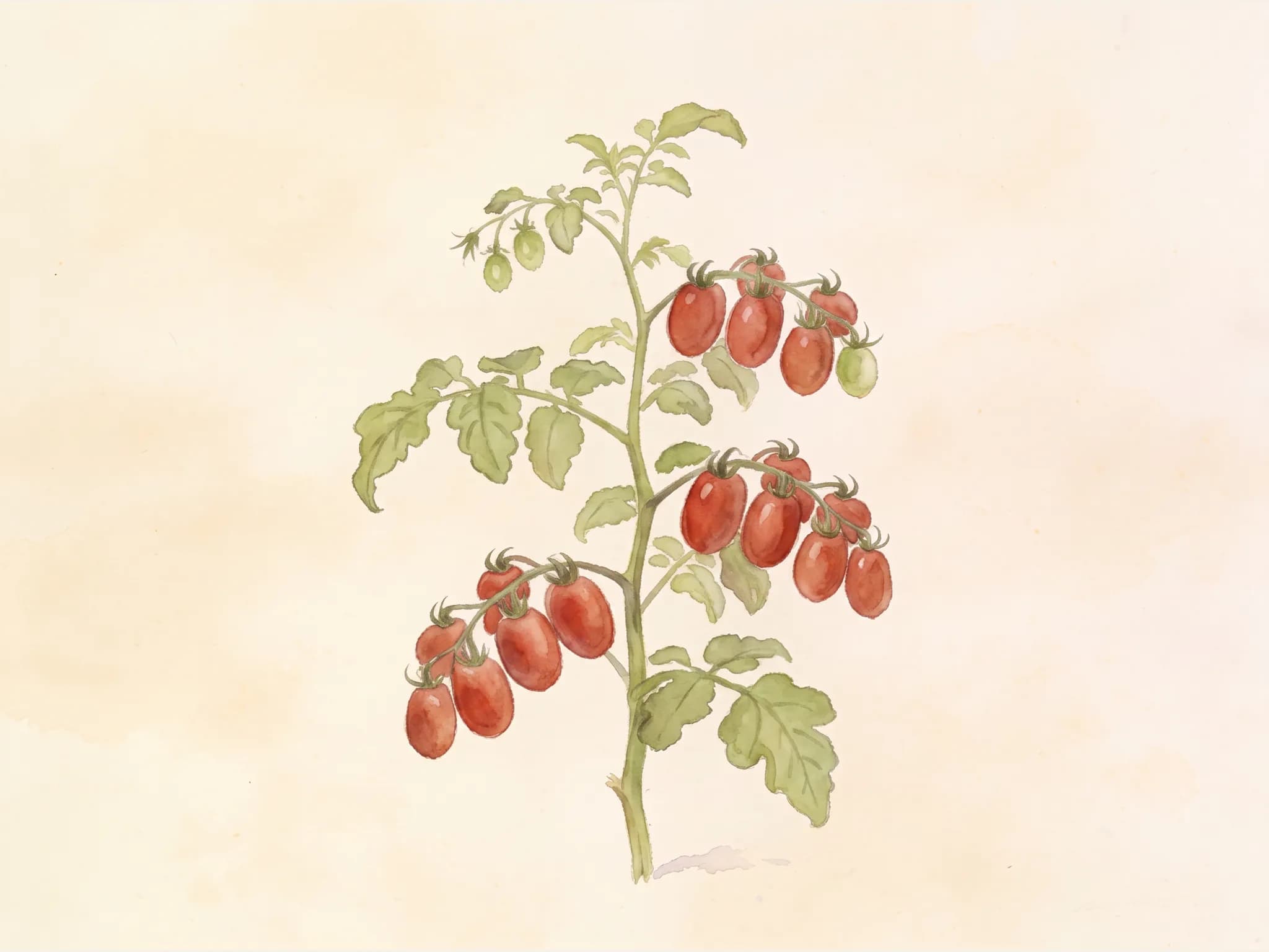 Tomate cherry roma — fruto / cosecha (IA)