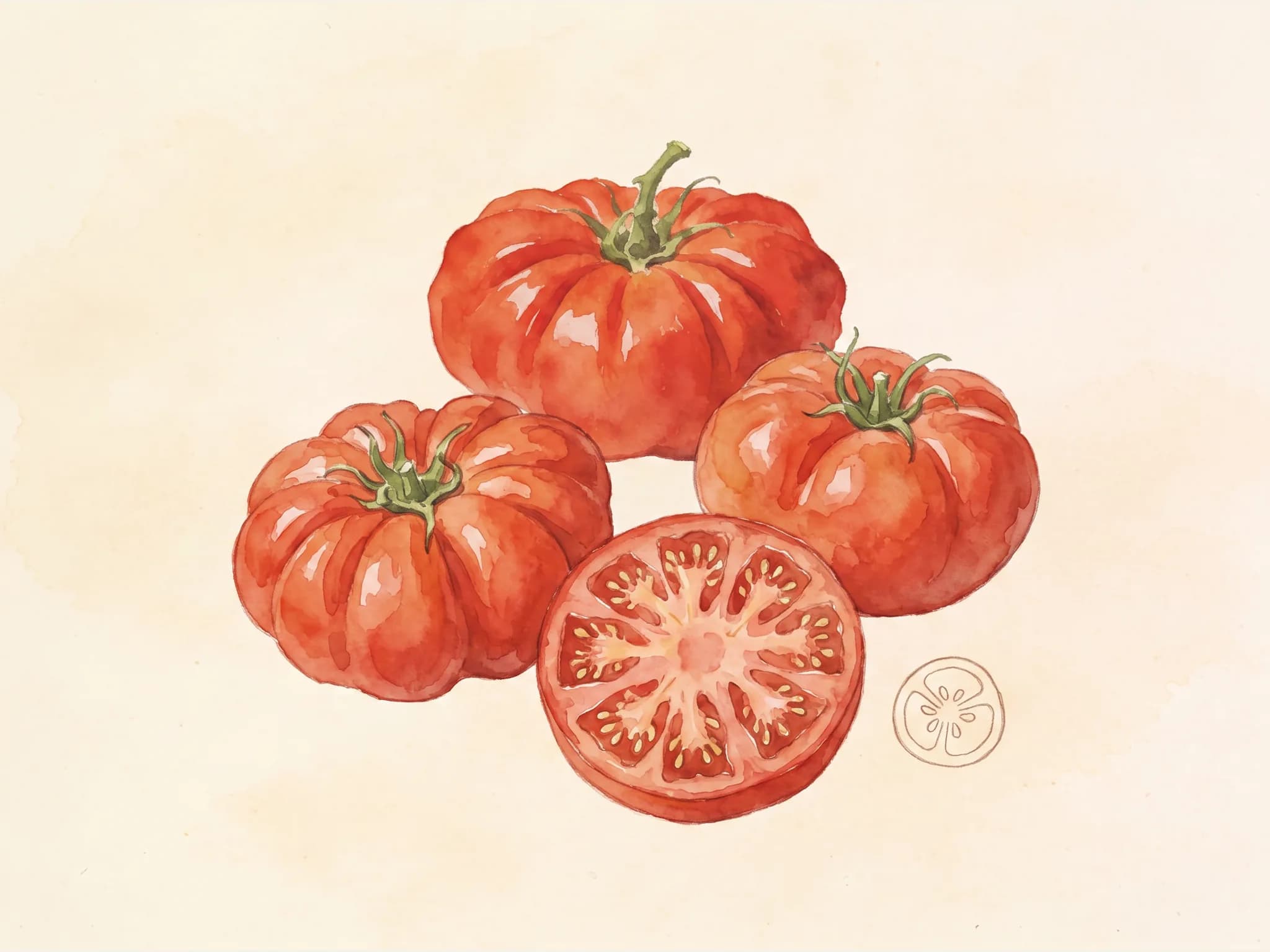 Tomate costoluto genovese — fruto / cosecha (IA)