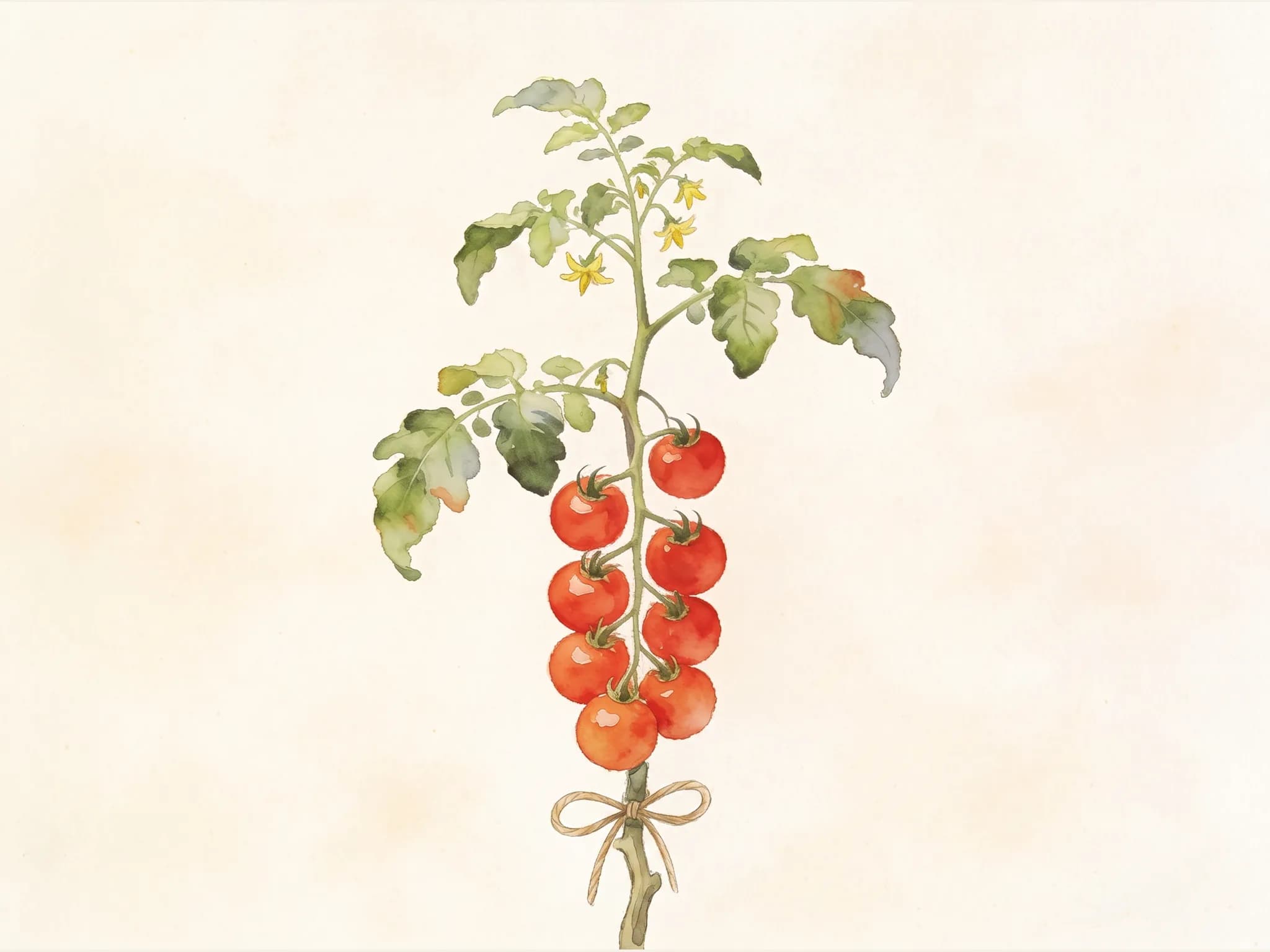 Tomate de colgar — fruto / cosecha (IA)