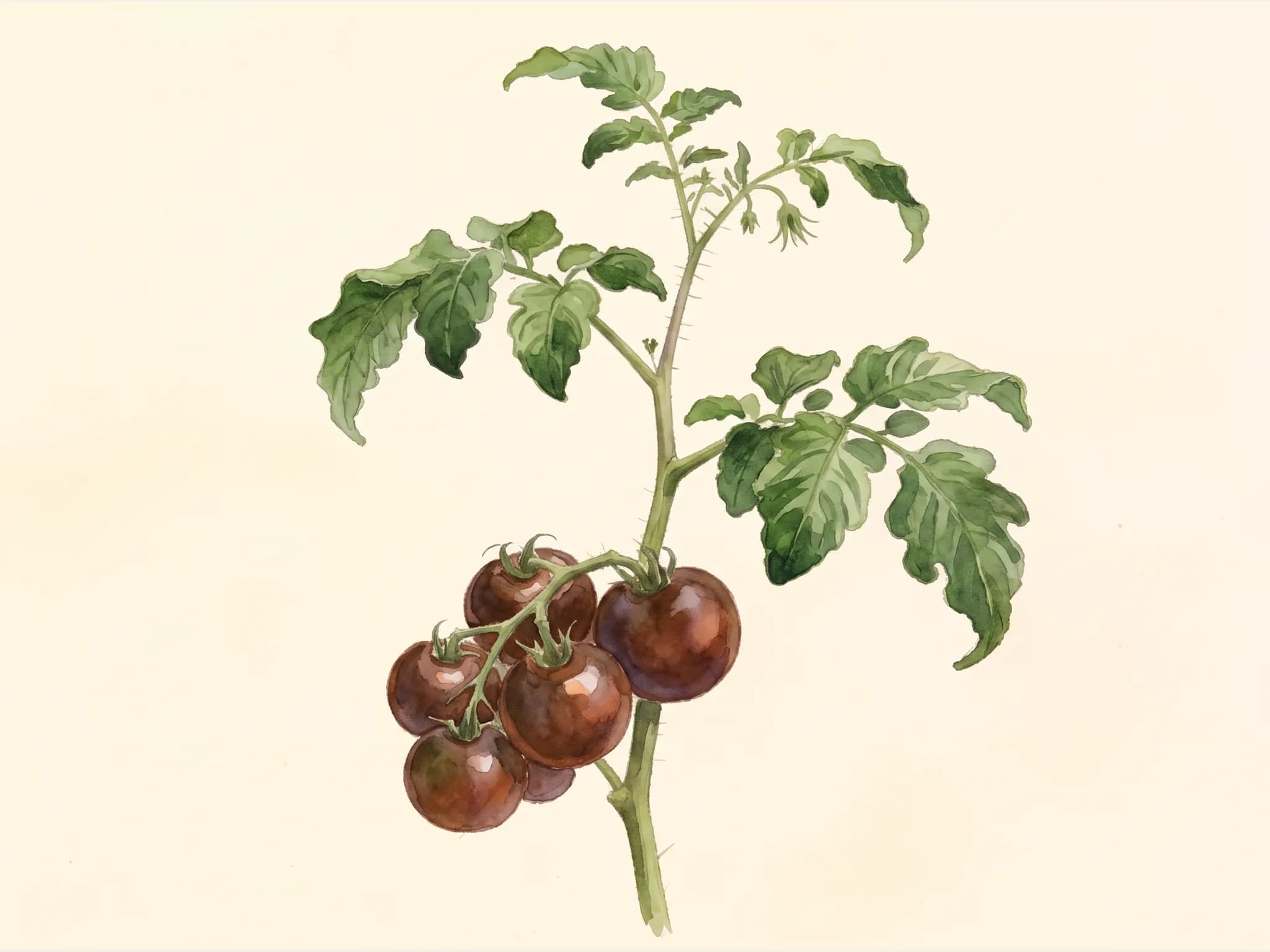 Tomate kumato — fruto / cosecha (IA)