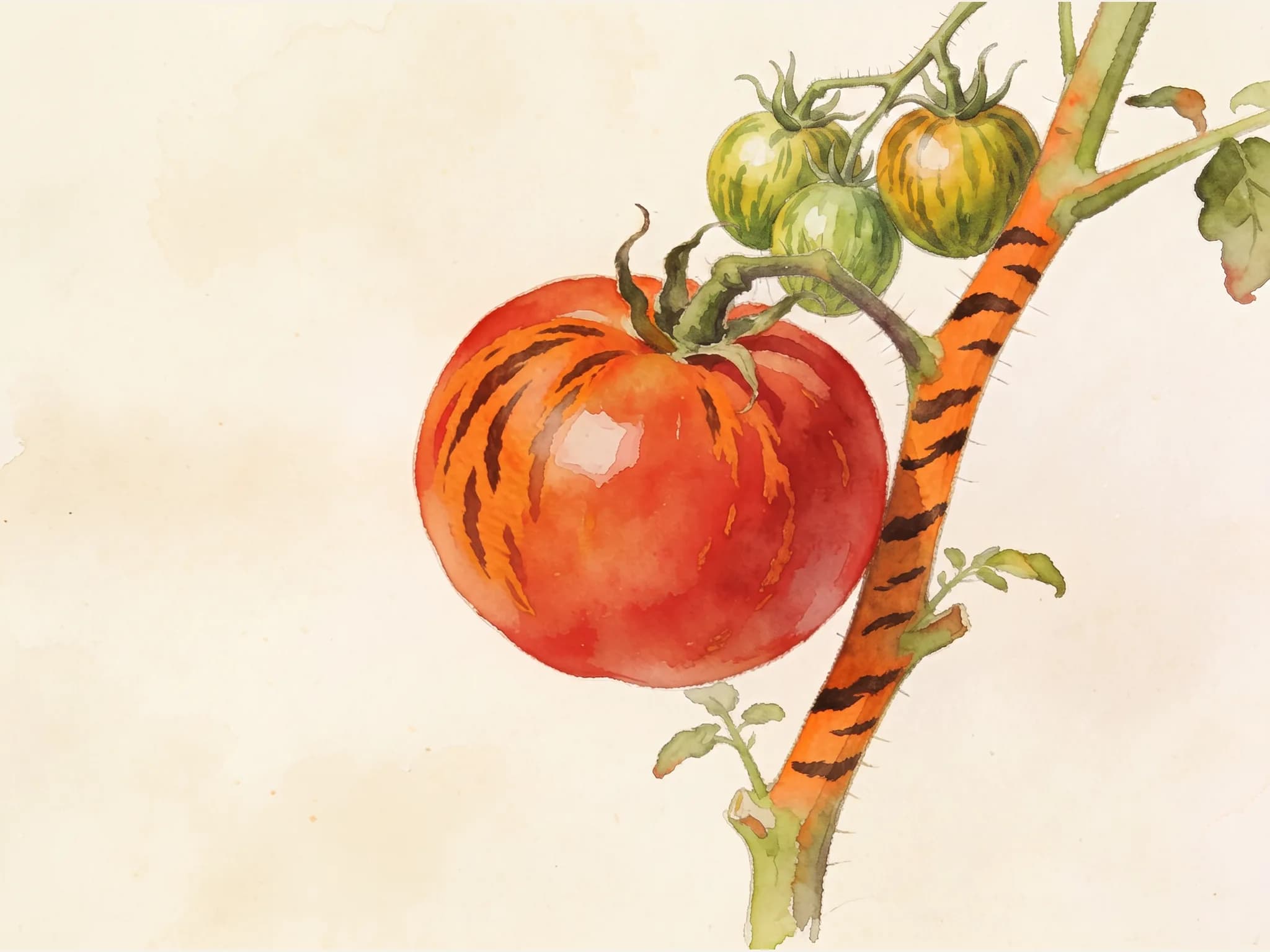 Tomate tigerella — fruto / cosecha (IA)