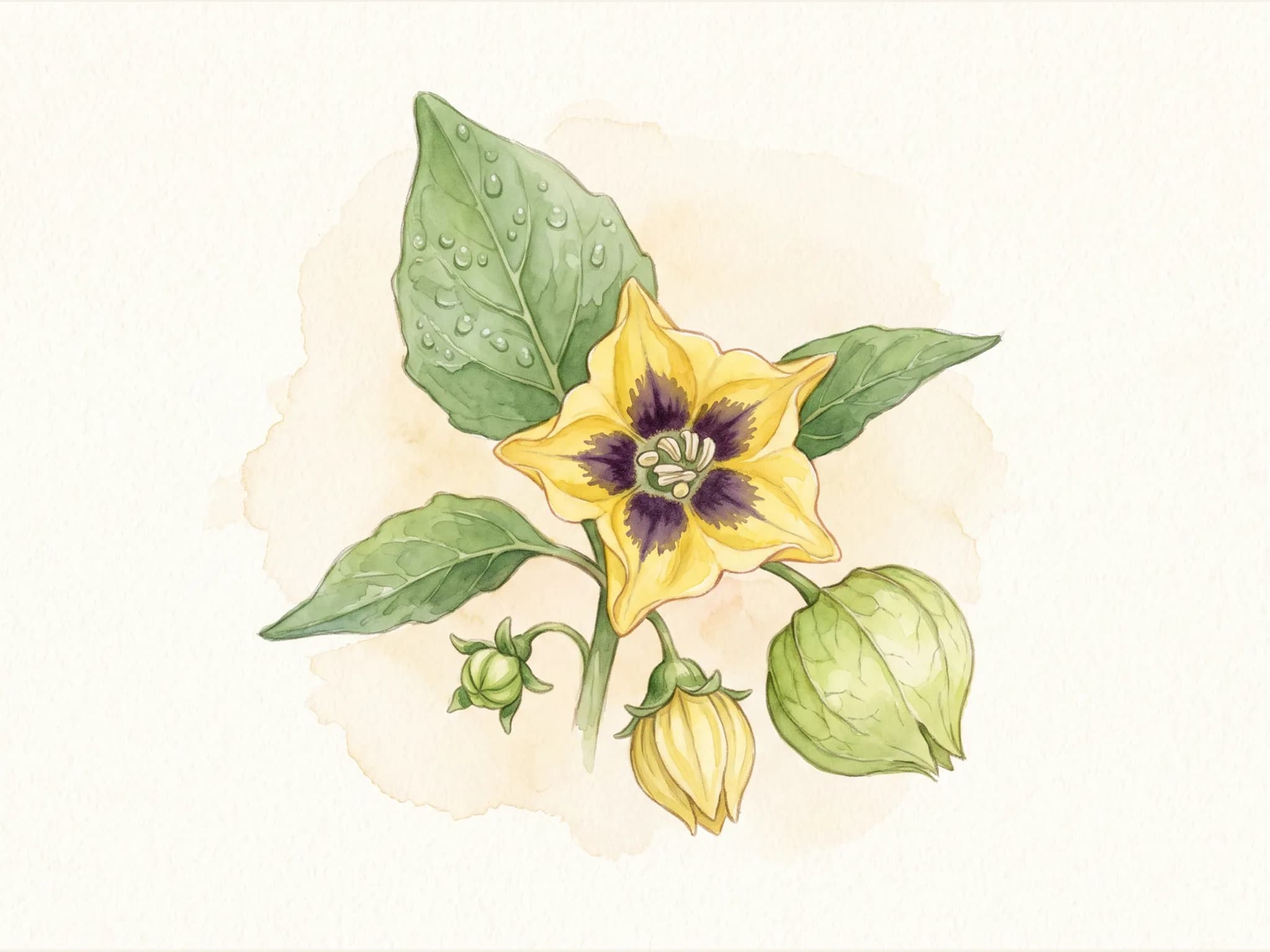 Tomatillo verde — flor (IA)