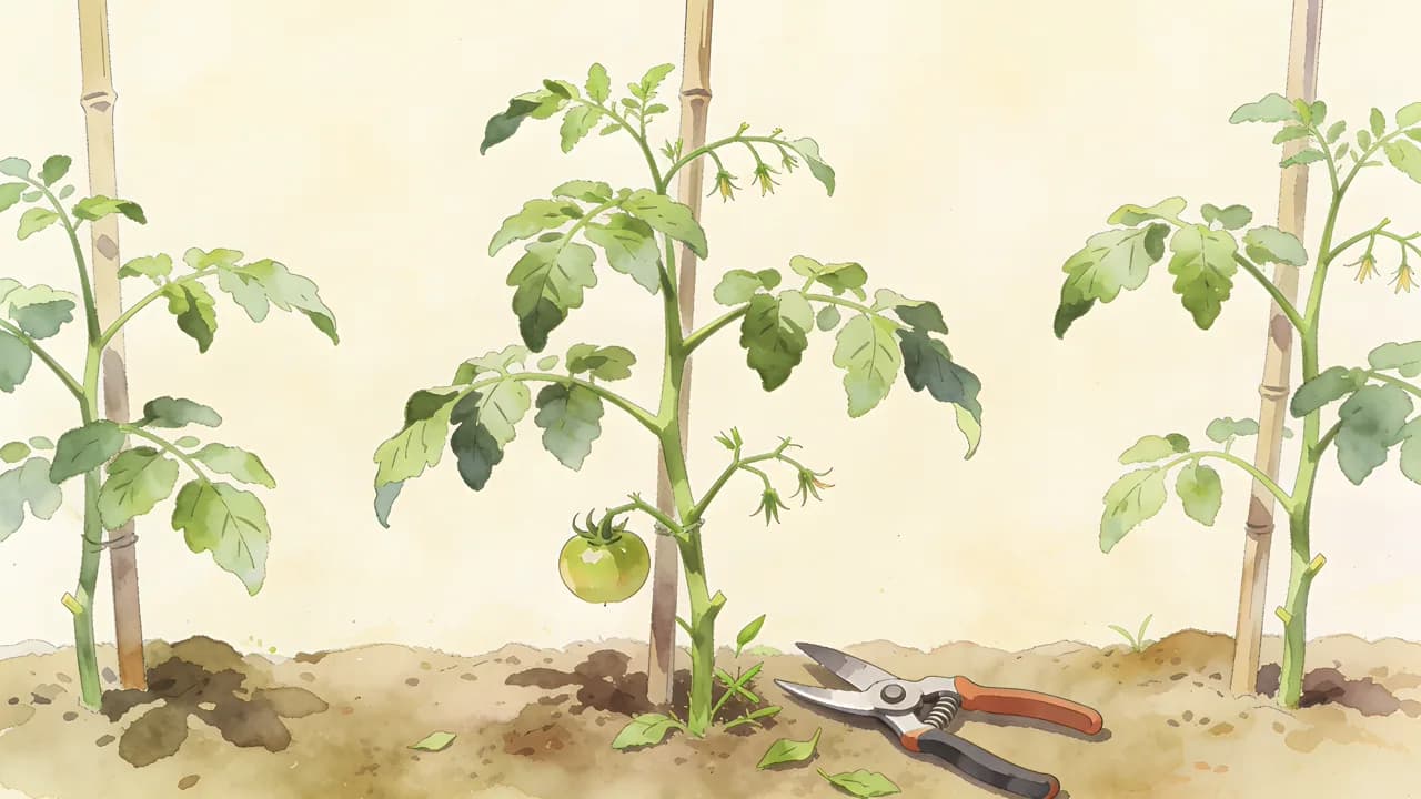 Poda de tomate — quitar chupones, destallar y despuntar