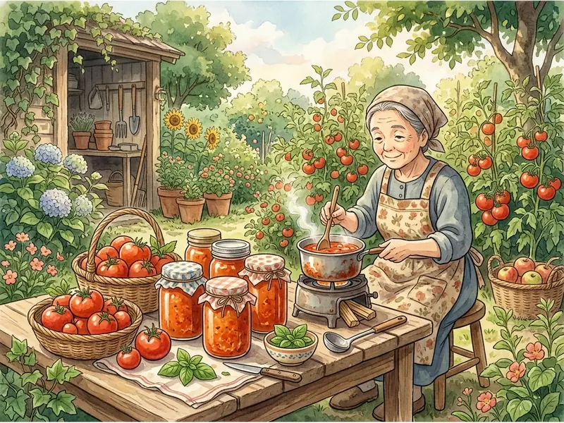 Salsa de tomate casera en conserva