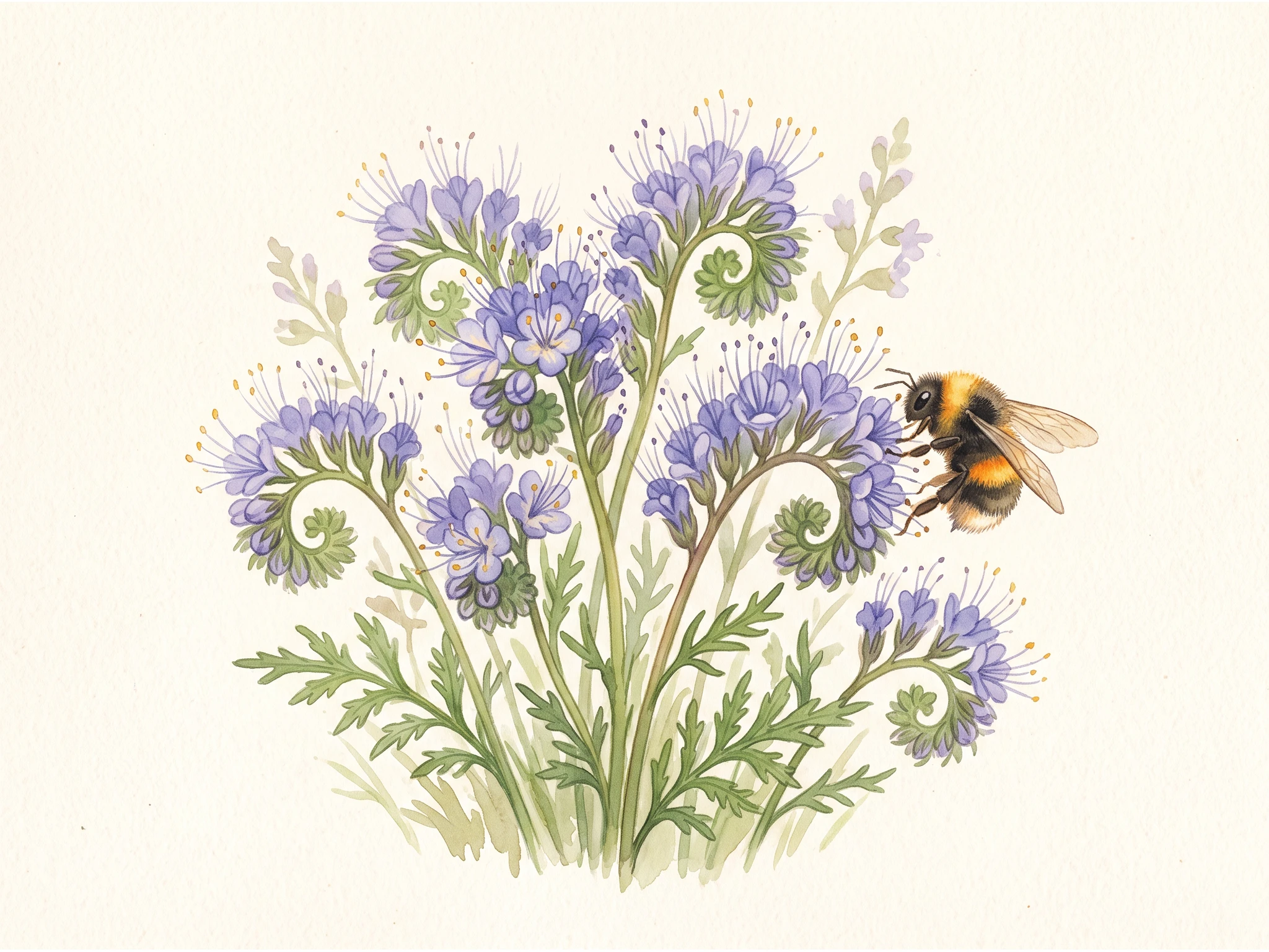 Phacelia tanacetifolia con un abejorro
