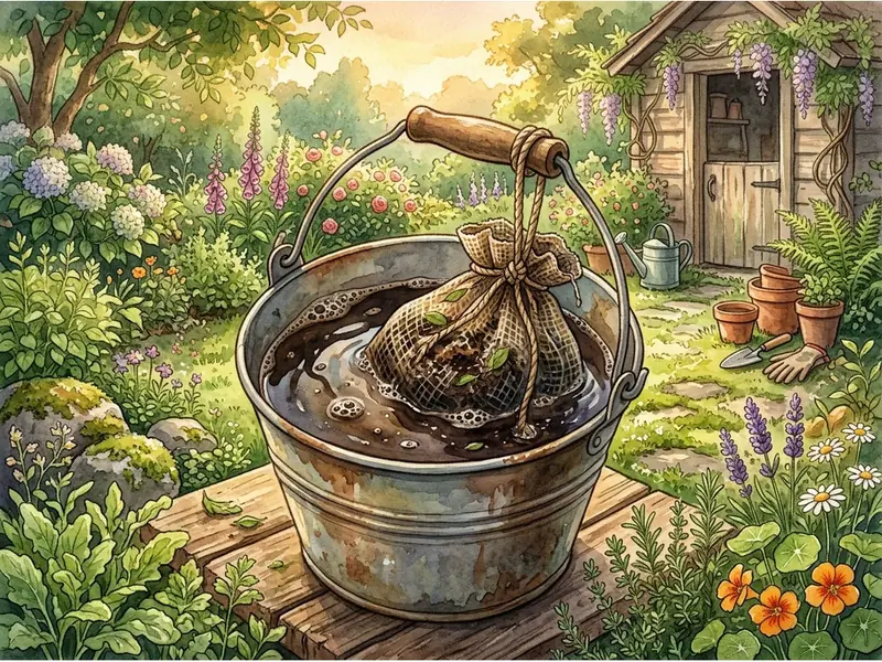 Té de compost en maceración