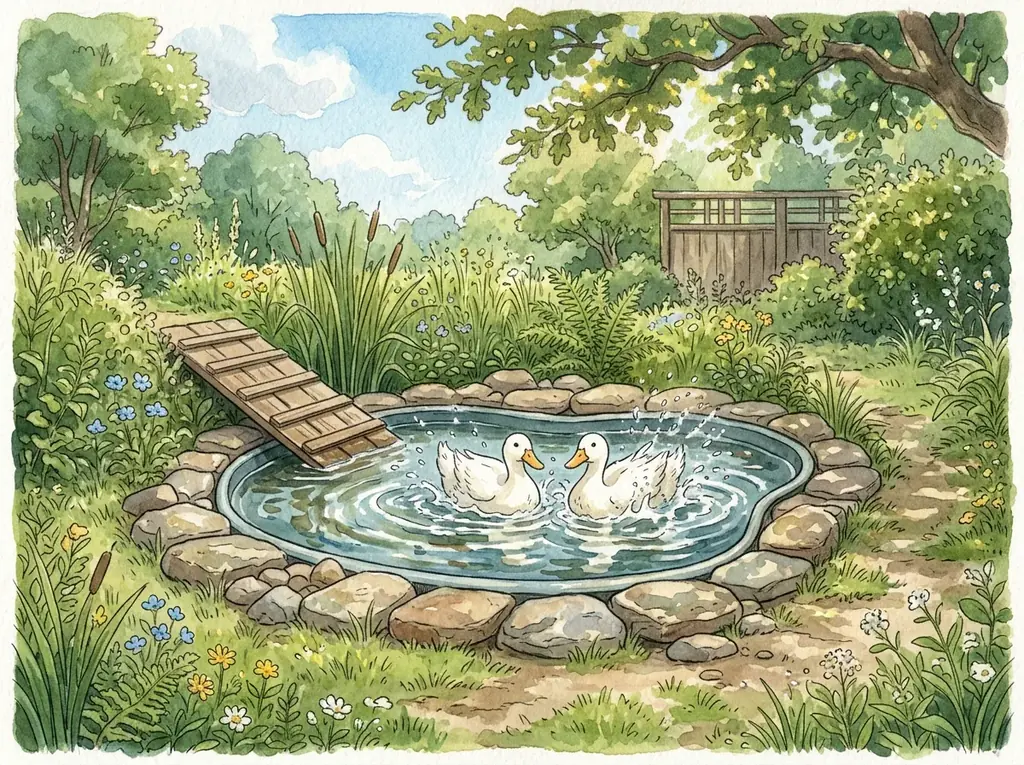 Estanque de patos con drenaje fácil