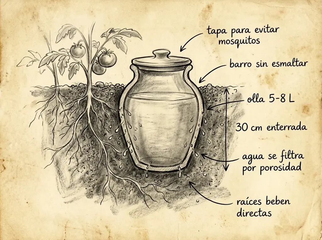 Boceto con medidas de Ollas de barro enterradas (oyas)