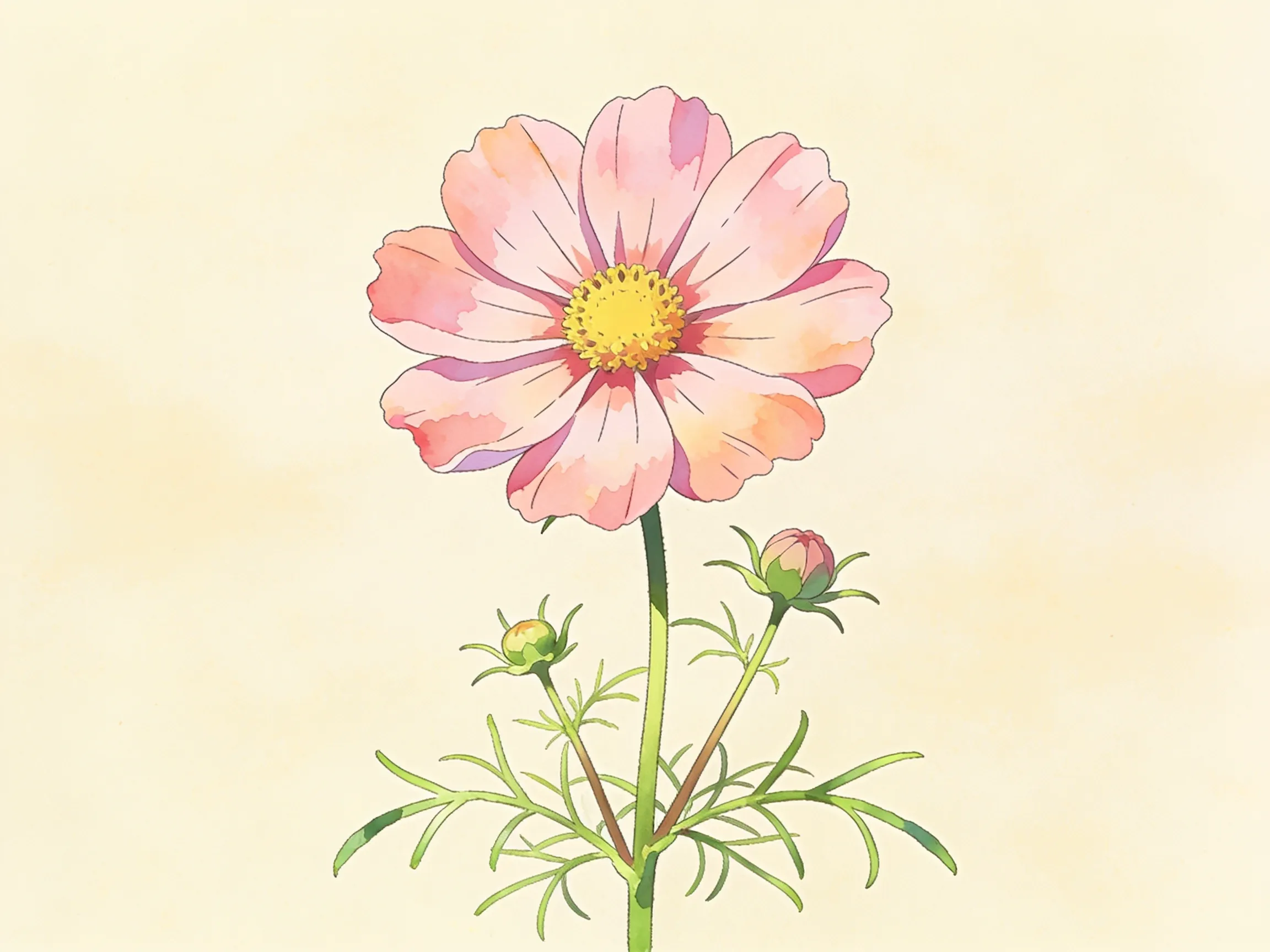 Cosmos, zinnia y verbena